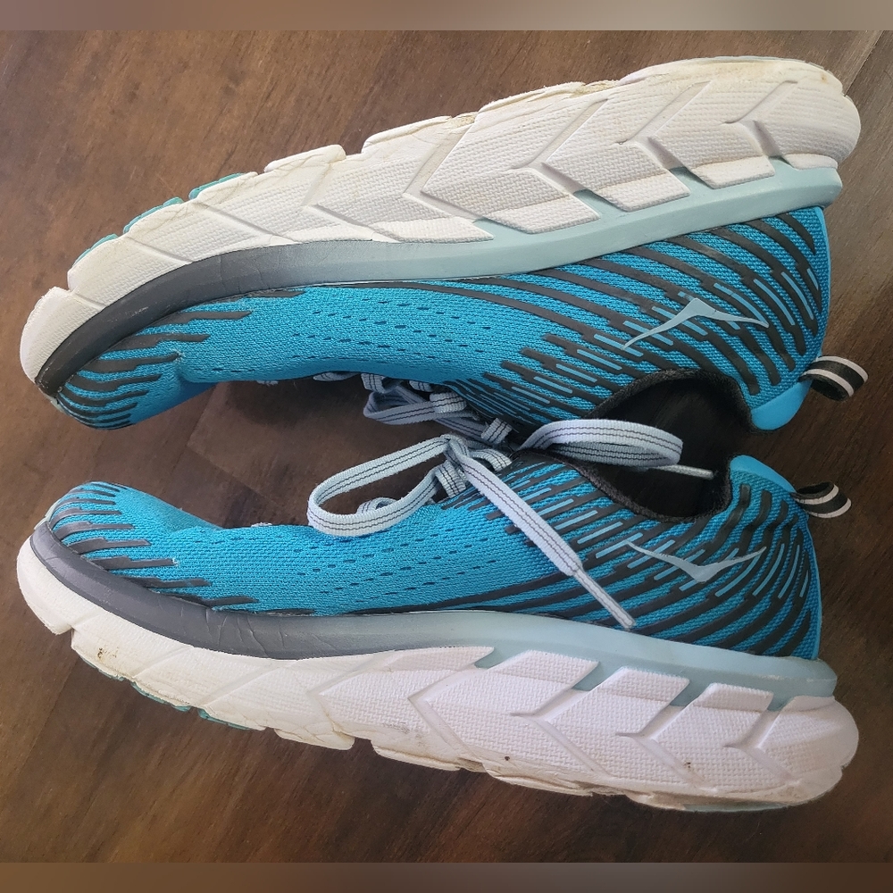 Hoka Women's Clifton 5 Cyan Dark Shadow Running Shoes Size 6.5 Athletic Sneakers - Picture 5 of 13
